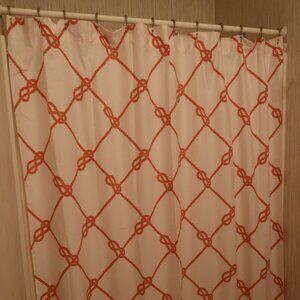 Max Studio Nautical Orange & White Shower Curtain